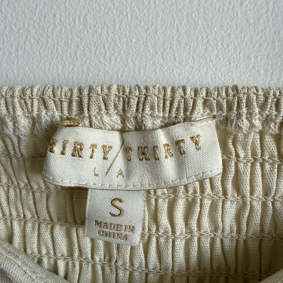 Thirty Thirty Cream Embroidered Bandana Crop Top with Burgundy Accents, Size S - Picture 3 of 6